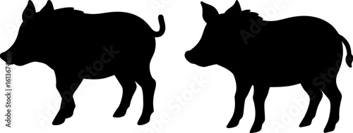 Black pigs set, Set of pigs, pigs collection, Vector of pigs animal, pigs silhouette, black pigs isolated on white background