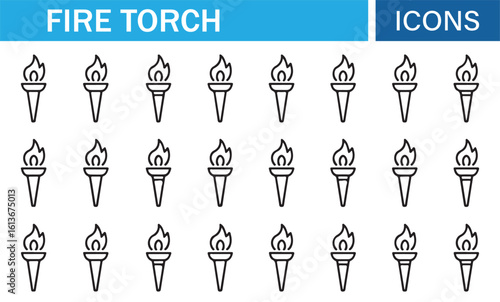 Fire Torch Symbols for Lighting, Safety, and Outdoor Design Projects