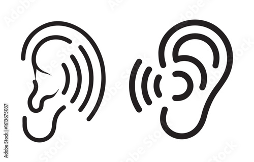 Two ears with sound waves illustration hearing audio sound waves design