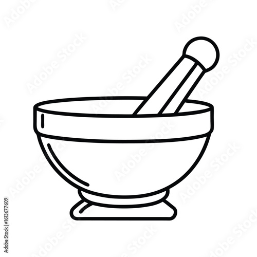 Simple outline mortar and pestle set graphic design for various applications