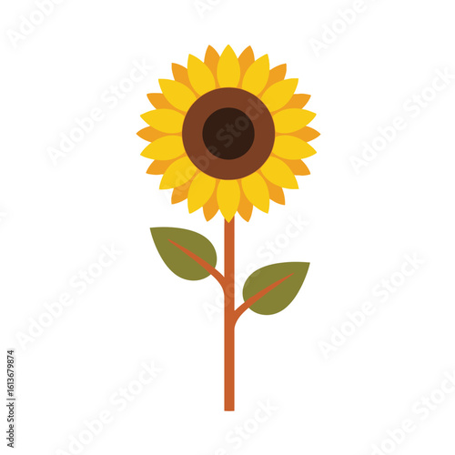 A stylized illustration of a sunflower. The flower is in full bloom against a white background.