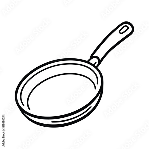 Simple line art illustration of a nonstick pancake pan with a flat base