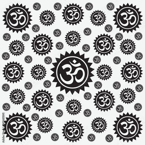 Om symbol sunburst pattern spiritual religious