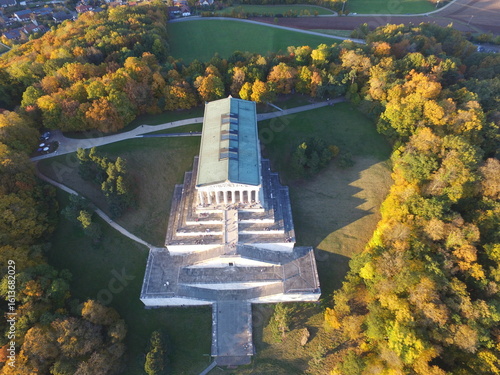 Photos Walhalla Regensburg in autumn evening drone shot