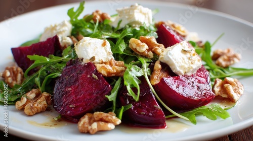 Roasted beet salad with feta and walnuts