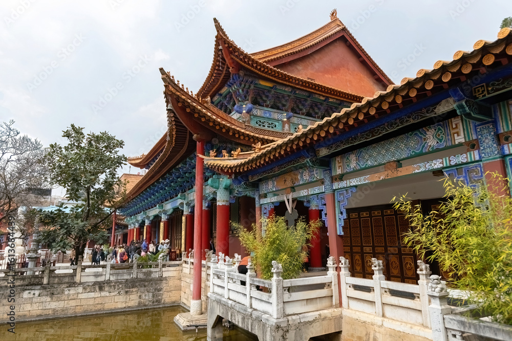 Fototapeta premium Traditional Yuantong Temple details in Kunming city Yunnan China