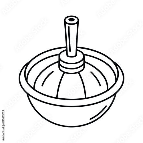 Clean line art illustration of a salad spinner with a rotating handle for advertising