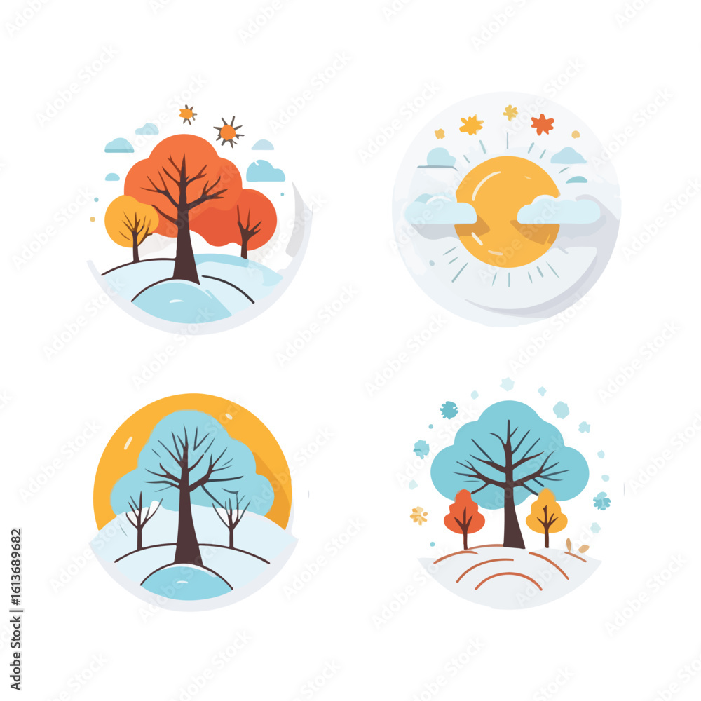 Naklejka premium Tree Spring to Winter