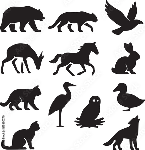 Diverse Animal Silhouettes Collection
