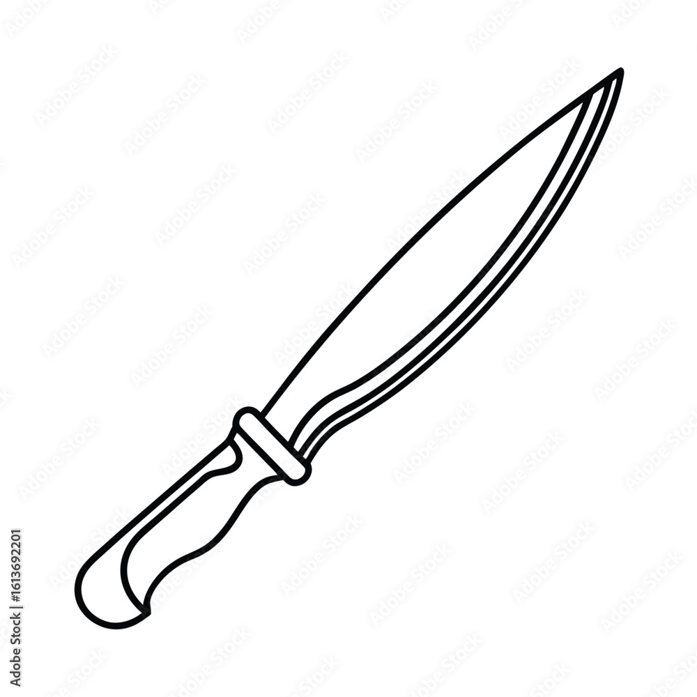 Fototapeta premium Sharp paring knife with curved blade outline graphic for advertising and banners