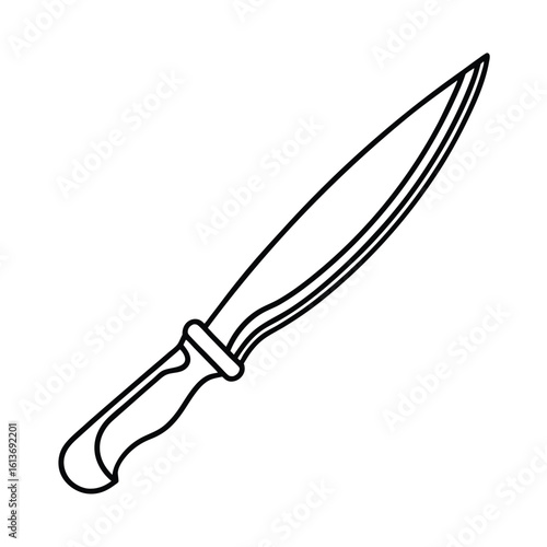 Sharp paring knife with curved blade outline graphic for advertising and banners