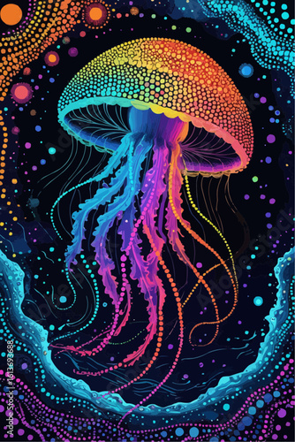 jellyfish on a black background