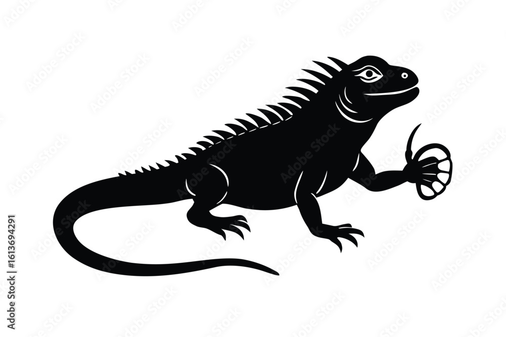 Fototapeta premium Iguana Giving a Side Eye While Being Poked with a Stick Design