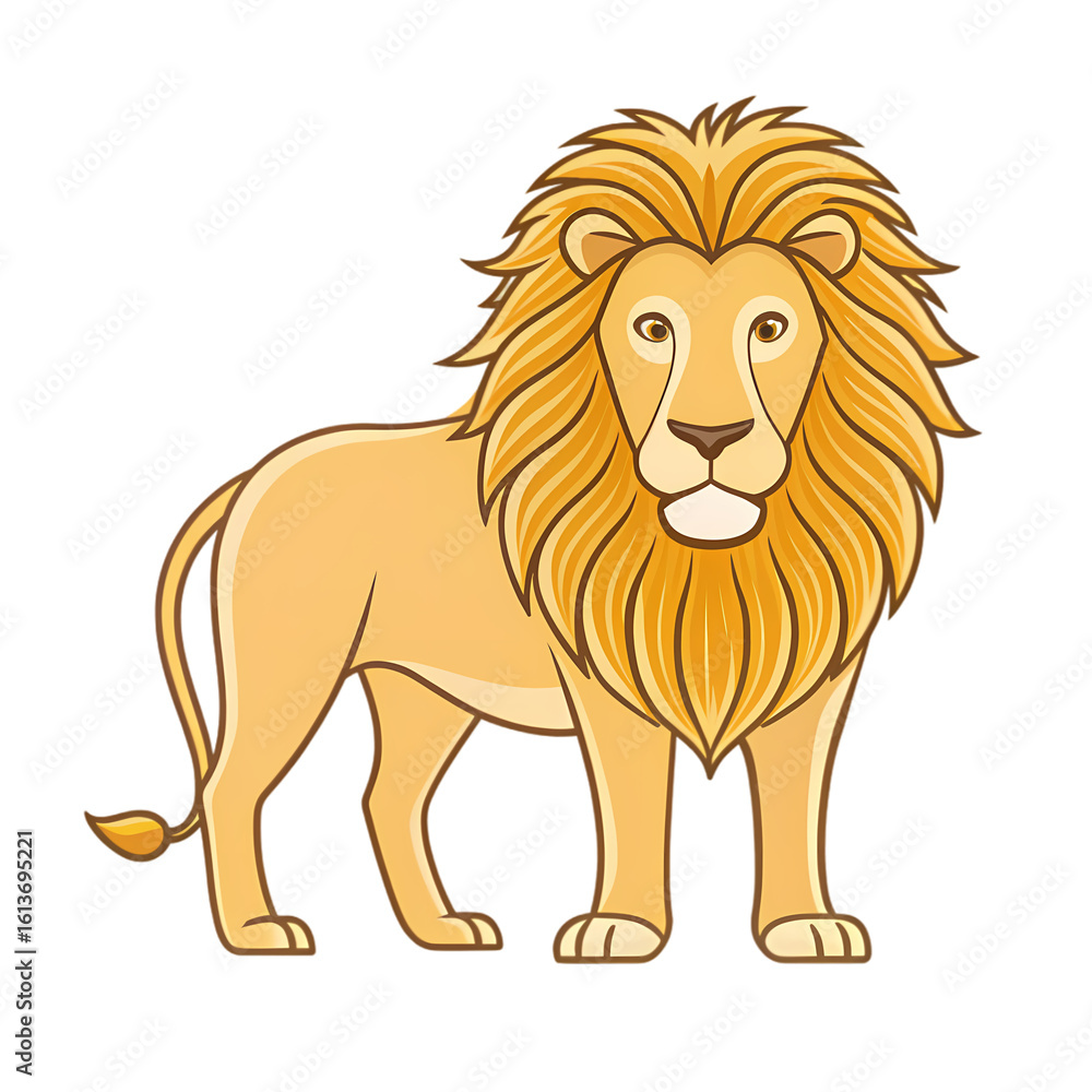 Obraz premium Majestic Lion Illustration A Detailed Depiction of a Male Lion
