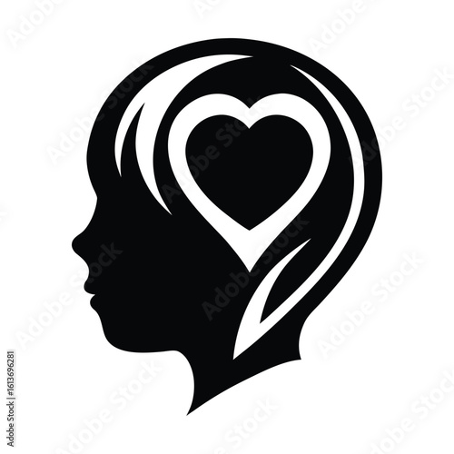 Child Heart Mind Care Logo Design Vector Illustration on White Background