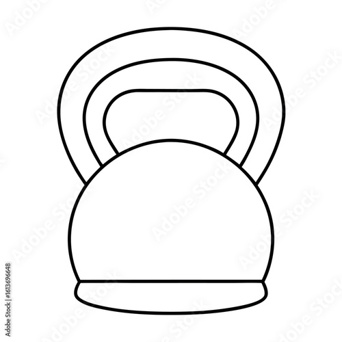 Outlined Kettlebell Vector Illustration with Flat Base for Fitness Design