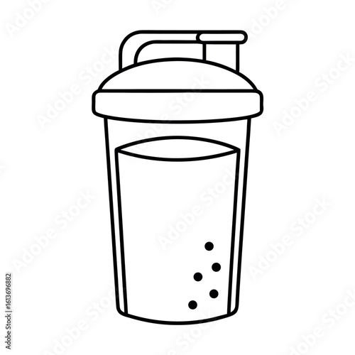 Protein Shaker Bottle Vector Design with Lid Fitness and Nutrition Concept