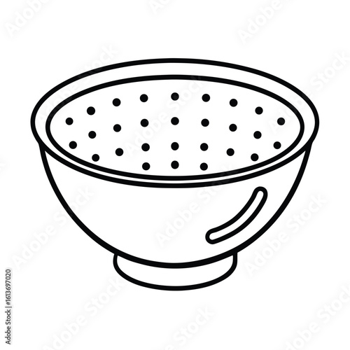 Linear style strainer bowl with large holes kitchen utensil graphic