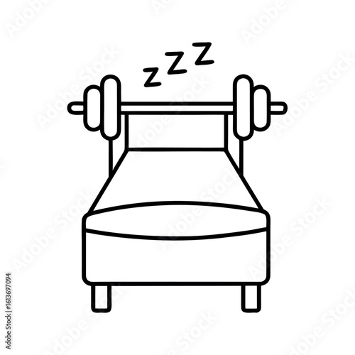 Fitness and Rest Concept Bed with Barbell Balancing Health and Recovery