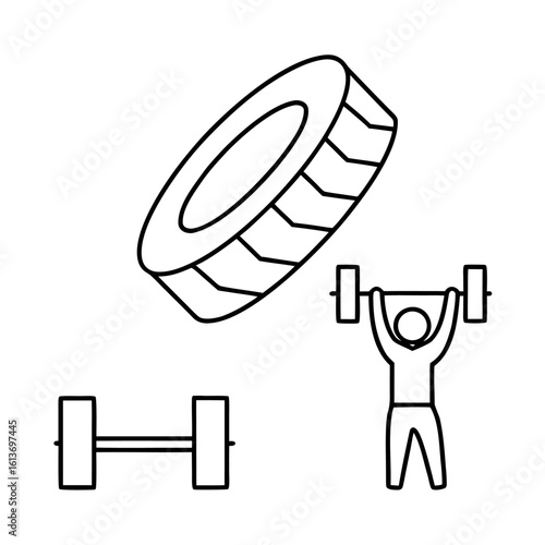 Person Flipping Oversized Tire Vector Illustration for Fitness or Strength Training