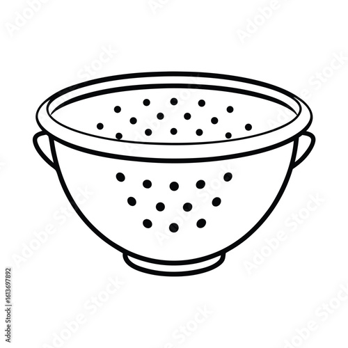 Linear style strainer bowl with prominent large holes for kitchenware design