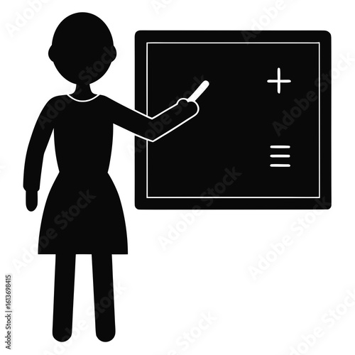teacher with blackboard
