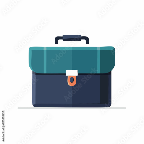 Teal and Navy Blue Business Briefcase with a White Latch and Black Handle