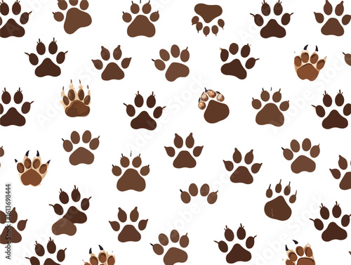 Brown animal paw prints on white background style vector illustration EPS file download