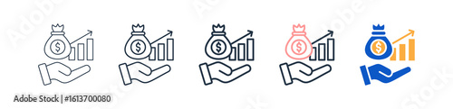 Capital Different Style Icons Set Vector Illustration. 