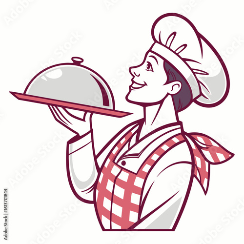 waitress serving tray