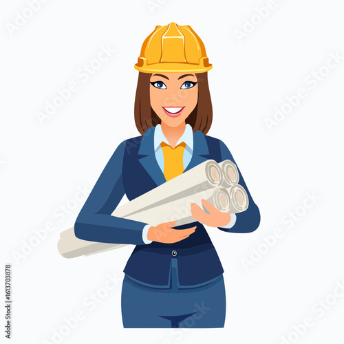 Female Architect Holding Architectural Plans