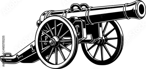 Vintage cannon vector illustration. Design element for poster, card, banner, t shirt, logo, label. Vector illustration

