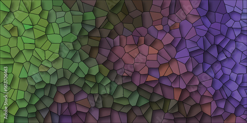 Abstract mosaic texture in shades of green pink and purple featuring a stained glass window effect perfect for design backgrounds