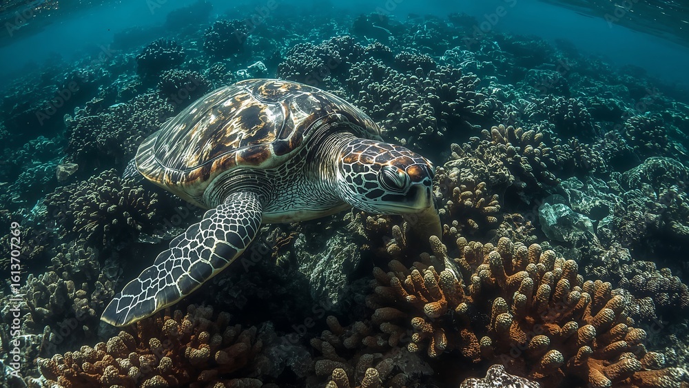 Fototapeta premium sea turtle swimming in the sea