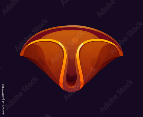 Cartoon pirate tricorn or cocked hat, corsair and captain headwear, vector icon. Pirate tricorne or tricorn leather hat, marine headdress or Medieval naval cavalry hat for ancient maritime headgear