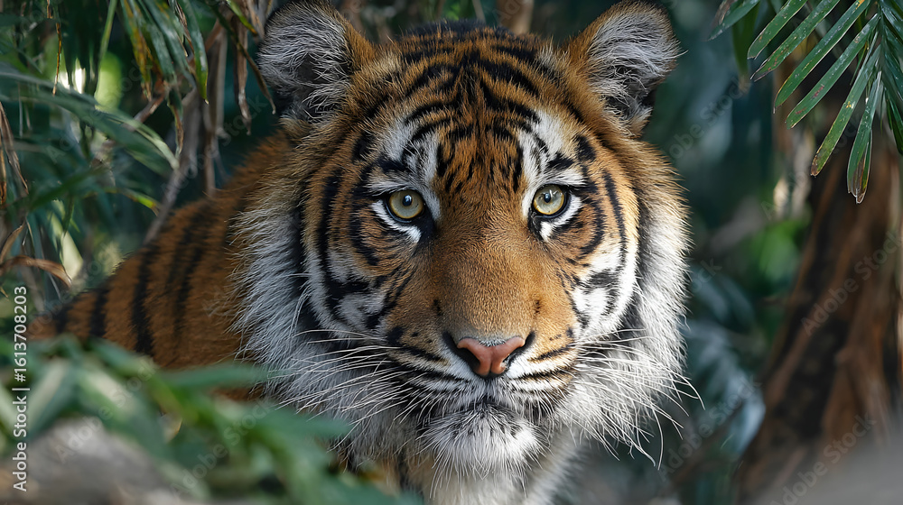 Fototapeta premium tiger, cat, animal, wildlife, wild, feline, nature, zoo, mammal, predator, stripes, big, head, carnivore, fur, dangerous, siberian, bengal, striped, wildcat, black, safari, amur, portrait, danger