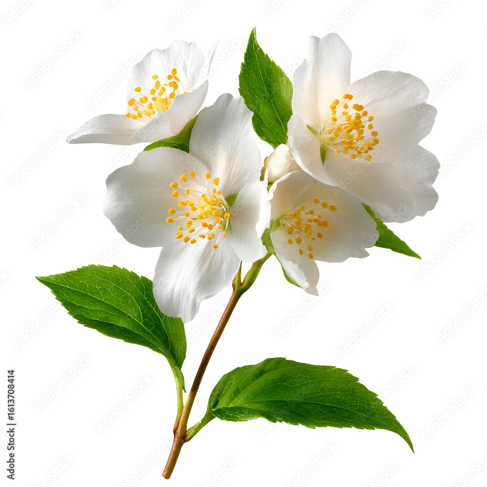 Obraz premium White Jasmine Flowers Isolated on Black Background,