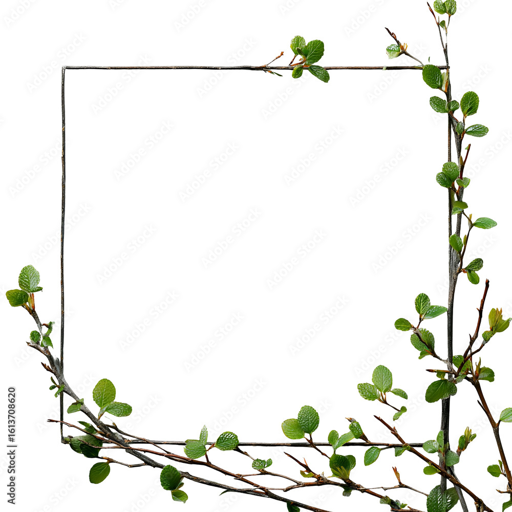 Fototapeta premium Spring branches frame black background