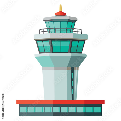 air traffic control tower on white background