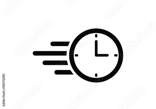 Vector art of fast clock icon showing motion blur isolated on white background