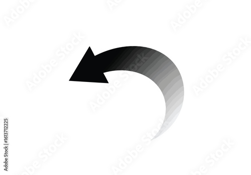 Vector art of curved arrow pointing left isolated on white background