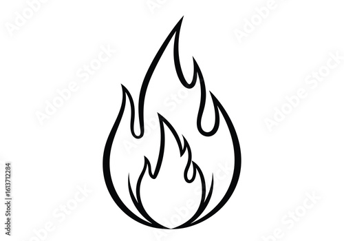 Vector art of stylized outline of a fire flame isolated on white background