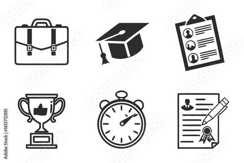 Business and Education Icons Set.