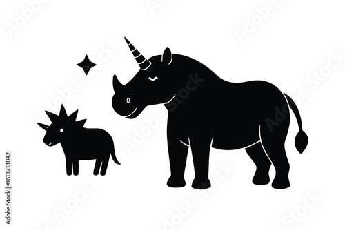Irritated Rhinoceros with Sparkly Background Design for Graphic Use