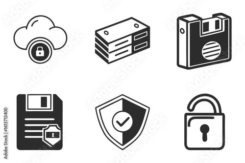 Collection of Security and Data Icons.