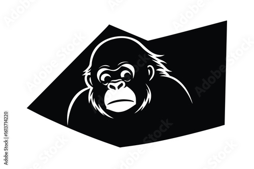 Bored and Annoyed Orangutan Slumped in a Corner Vector Illustration