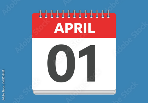 Vector art of a calendar page showing the first day of april