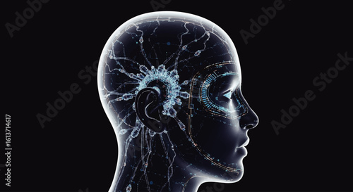 A stylized illustration of a human head, highlighting neural pathways and connections.