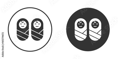 Twin icon in solid black flat shape glyph icons.