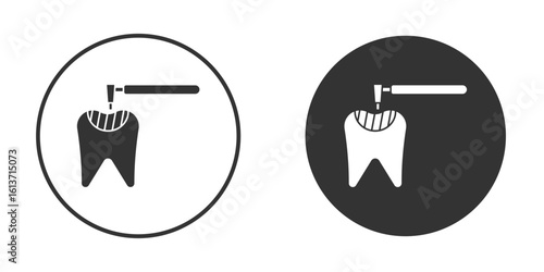 Tooth filling icon in solid black flat shape glyph icons.